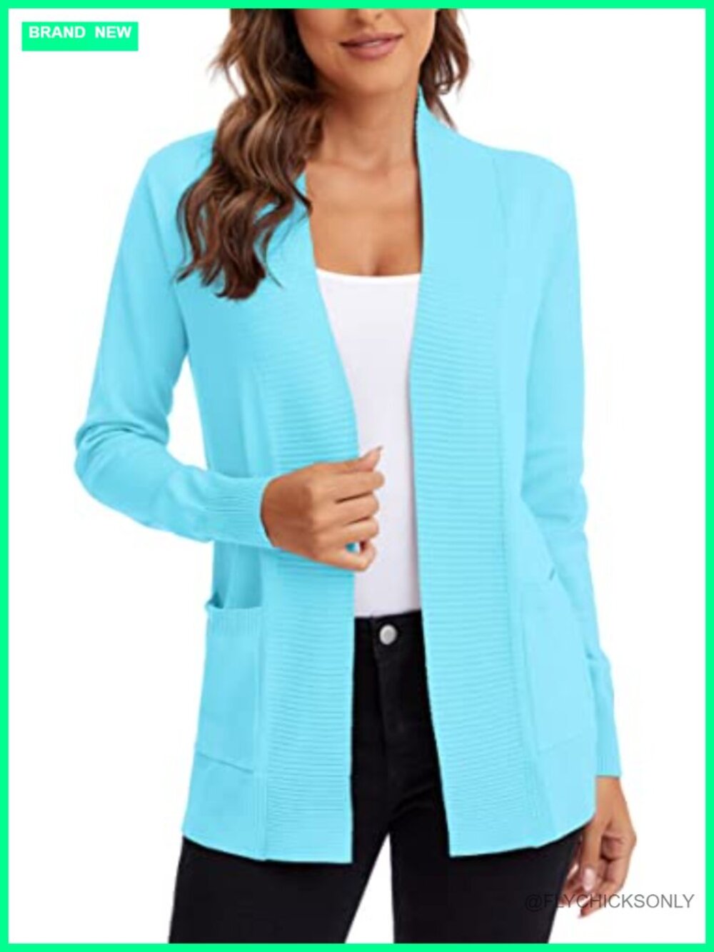 Lightweight Open Front Knit Cardigan Sweater with Pockets